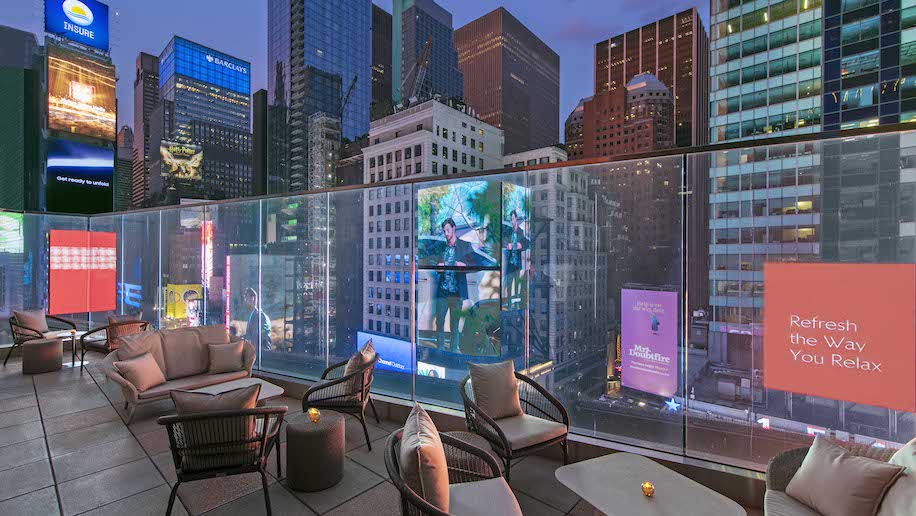 The New York Marriott Marquis has unveiled the results of its multi-million dollar refurbishment, which includes redesigned guest rooms, public spaces, restaurants and events spaces.