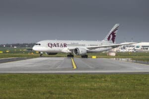 Prague,-,April,19,,2019:,Boeing,787-8,Dreamliner,Of,Qatar