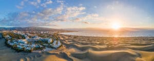 Landscape,With,Maspalomas,Town,And,Golden,Sand,Dunes,At,Sunrise,