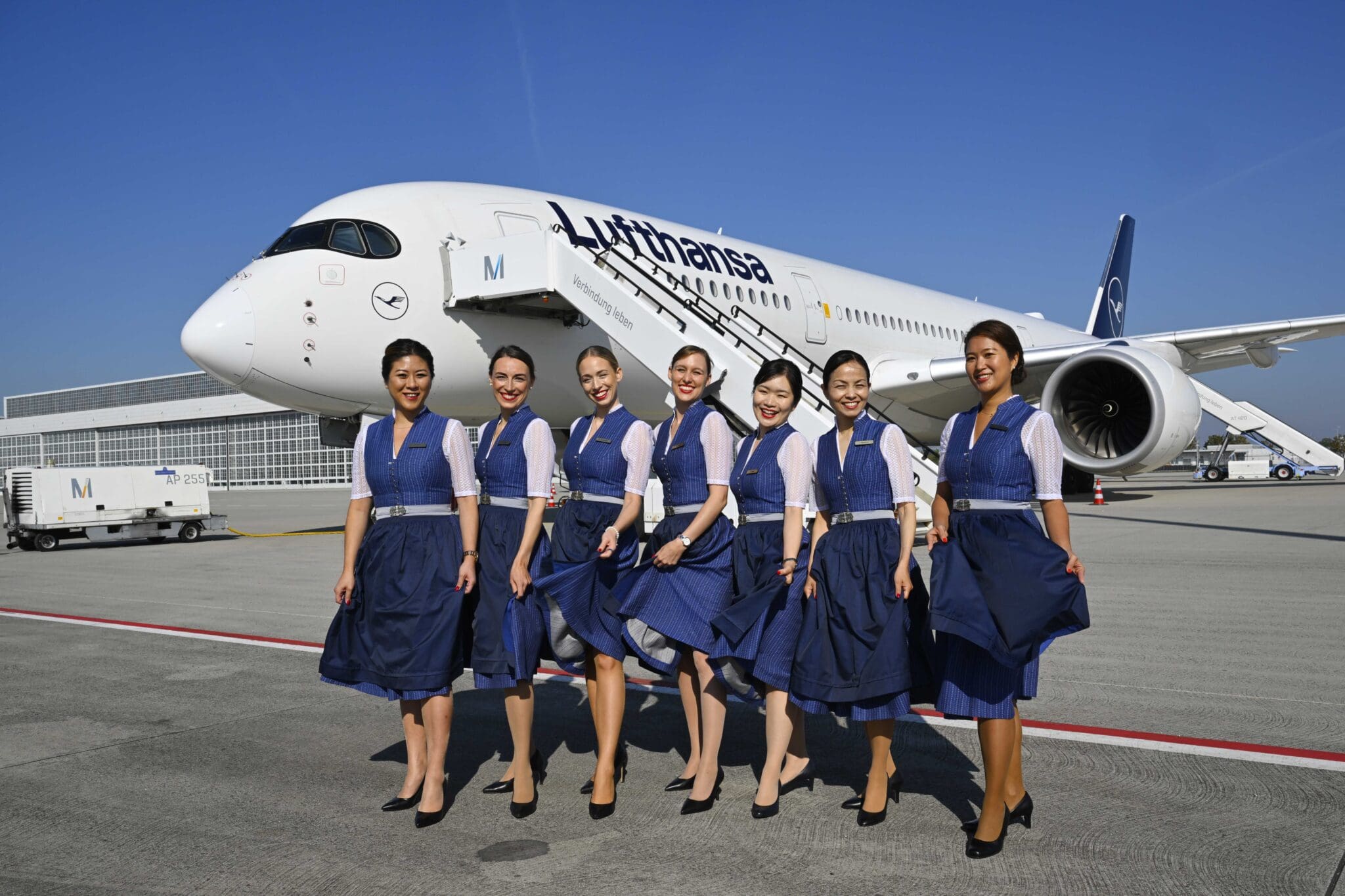 Oktoberfest 2024 Lufthansa traditional Bavarian garment crew takes off