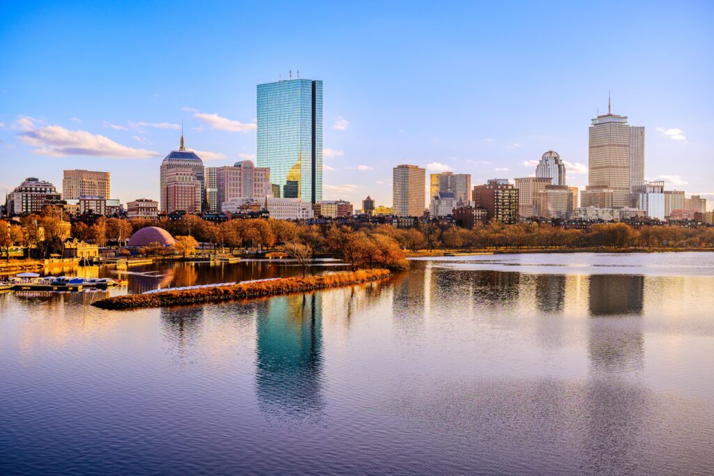 Boston,City,Skyline,Over,The,Charles,River,In,Massachusetts,,Usa.