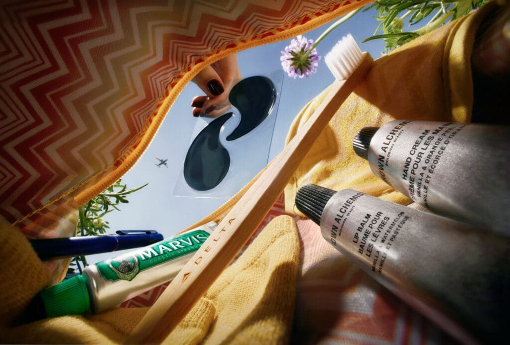New Delta One Missoni amenity kits feature five seasonal colors and exclusive Grown Alchemist skincare
