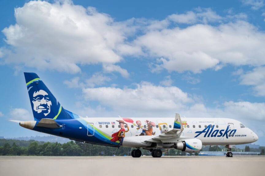 Alaska Airlines Horizon Toy Story 5 livery in Portland, Oregon, on Friday, May 29, 2026.