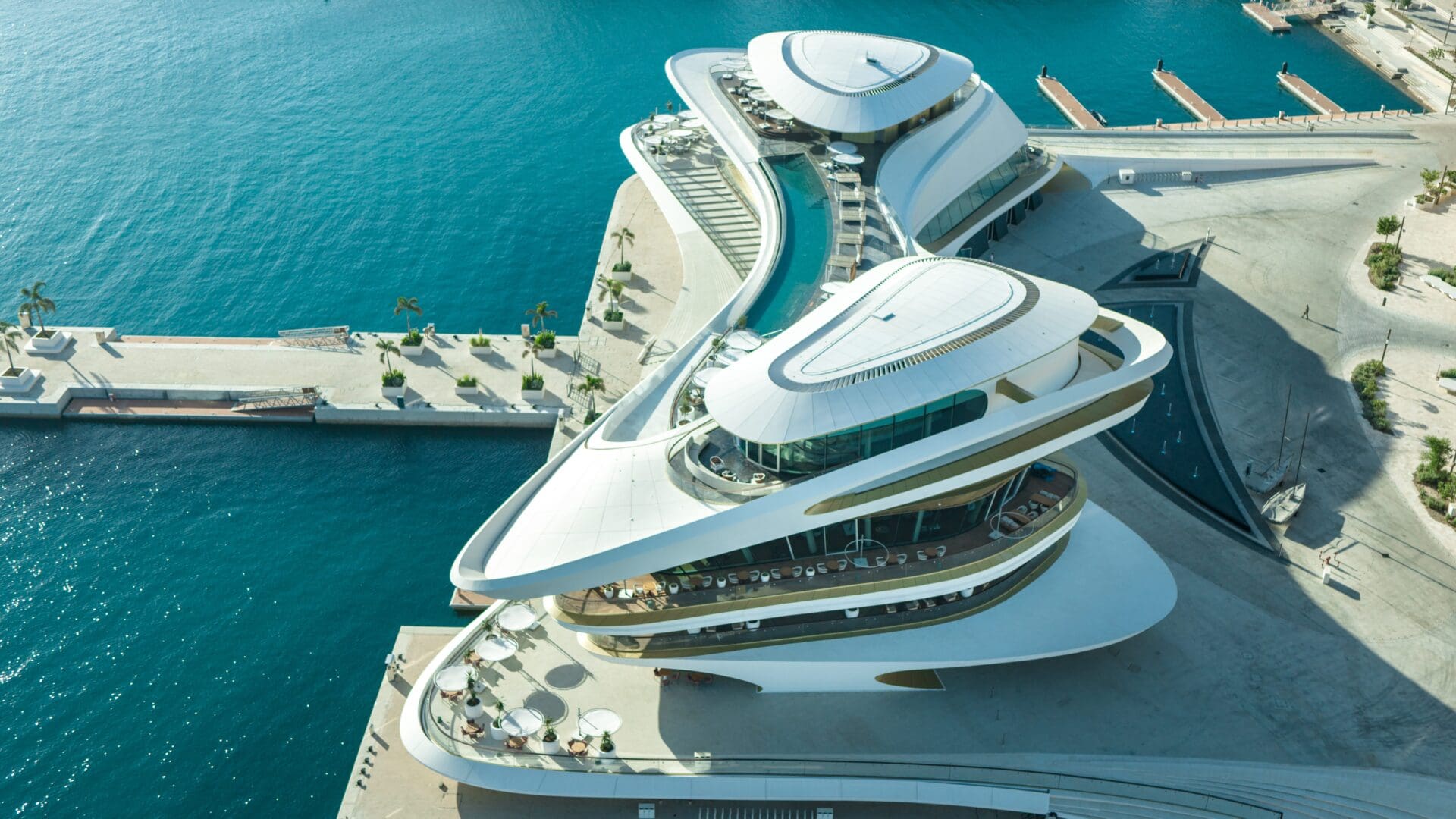 AMAALA Yacht Club and marina on the Saudi Red Sea coast with superyachts moored at AMAALA Marina Village