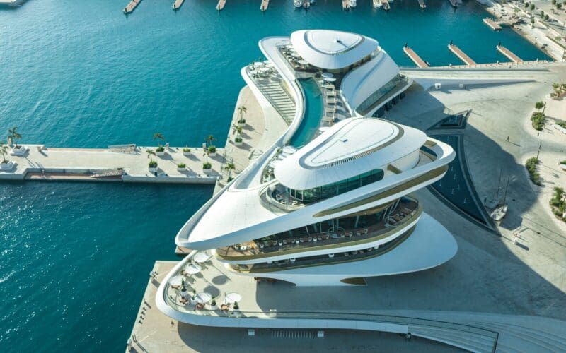 AMAALA Yacht Club and marina on the Saudi Red Sea coast with superyachts moored at AMAALA Marina Village