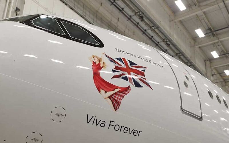 The Virgin Atlantic tribute to Joan Branson on the nose of the airline's newest aircraft