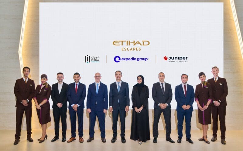 Etihad Airways aircraft at Abu Dhabi as Etihad hotel booking launches through the new Etihad Escapes platform