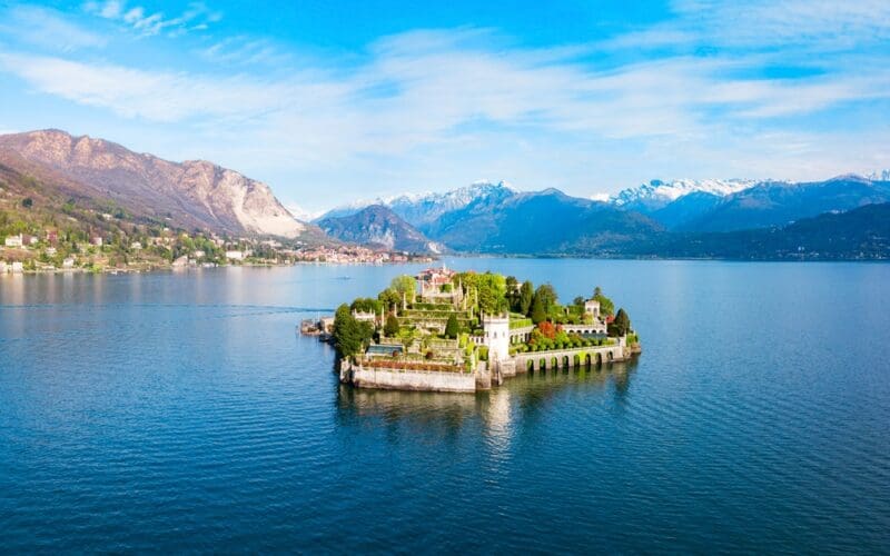 Isola,Bella,And,Stresa,Town,Aerial,Panoramic,View.,Isola,Bella