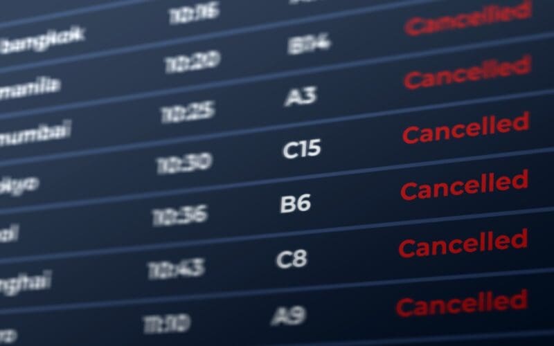 Flight,Cancelled,Status,On,Airport,Display,Board,,Travel,Disruption,Concept