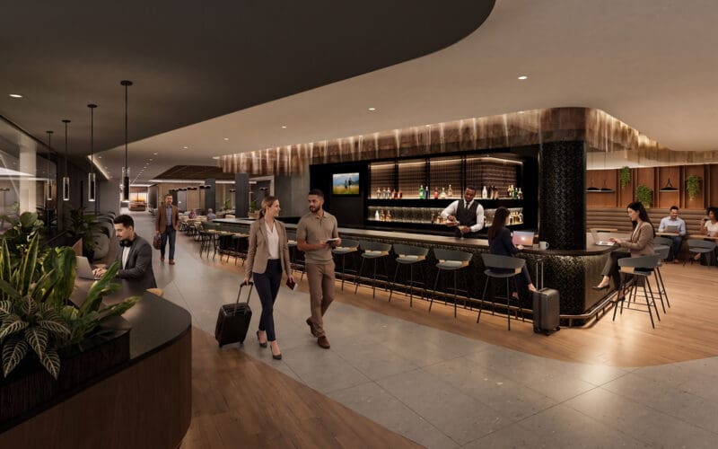 Rendering of the new Charlotte Admirals Club lounge planned by American Airlines at Charlotte Douglas International Airport