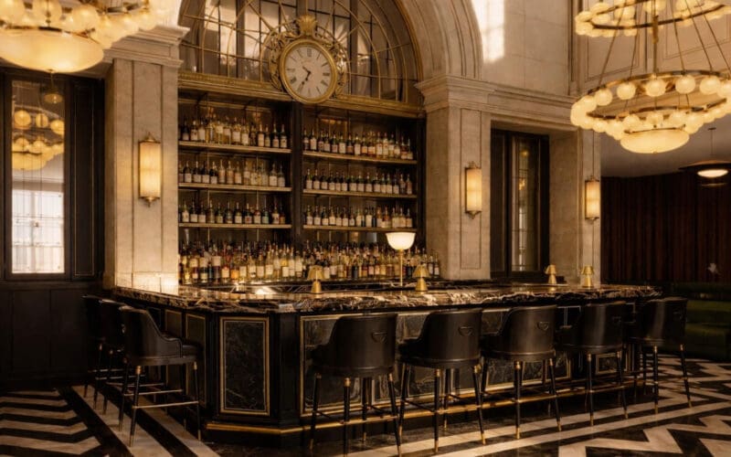 Exterior of 130 West 44th Street in Manhattan, home of The Wolseley Members Club and The Wolseley Hotel New York