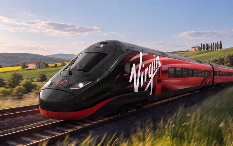 First image of the black and red Virgin cross-Channel trains that Alstom will build for services from 2030