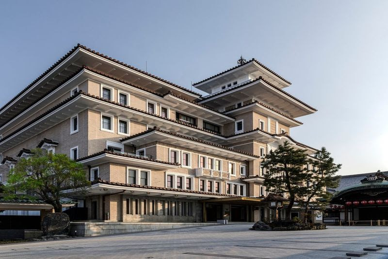 Exterior of the Imperial Hotel Kyoto in the restored 1936 Yasaka Kaikan building in Gion